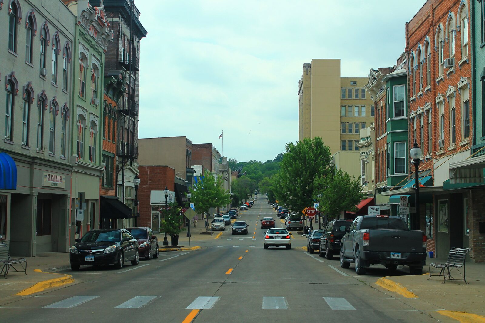 Downtown Muscatine storefronts photographed in 2016